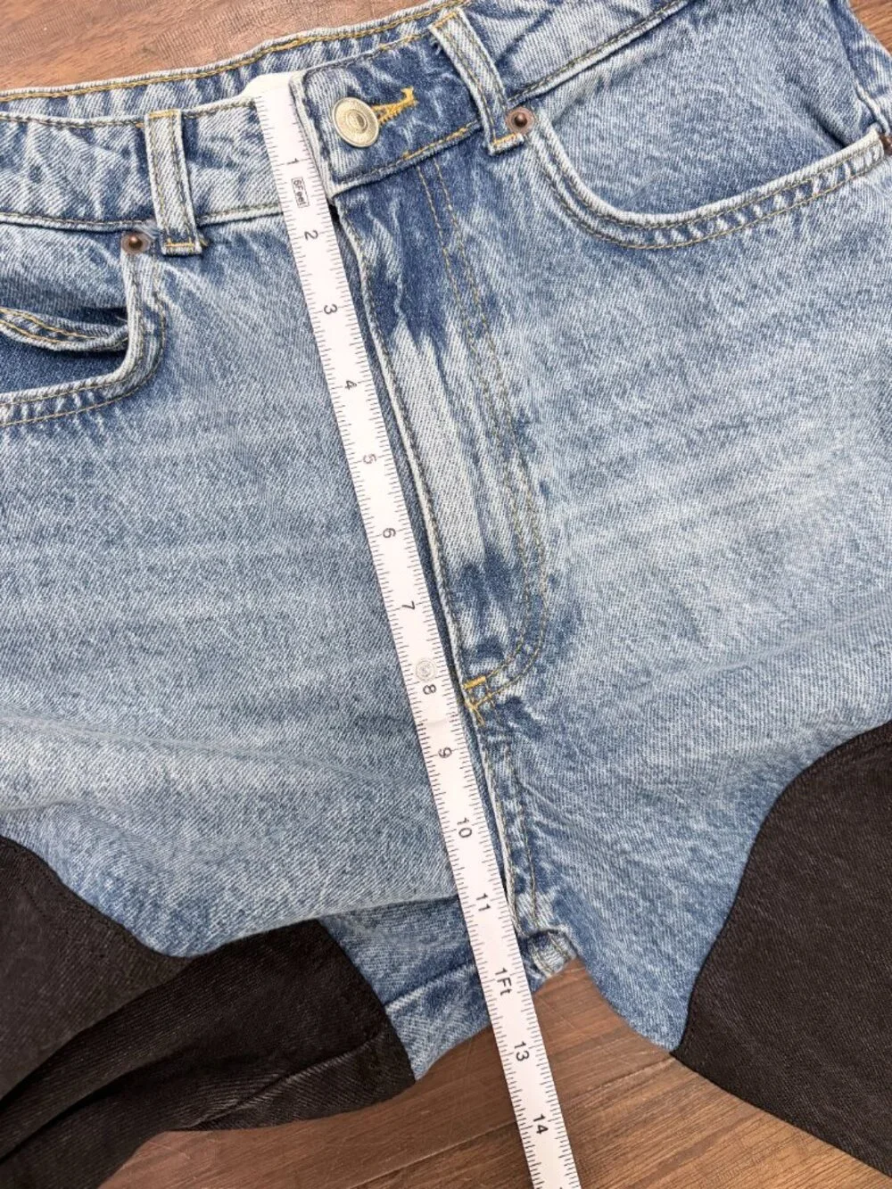 PIRAL Colorblock Straight Leg Jeans High Rise Two Tone Black Blue Women’s M